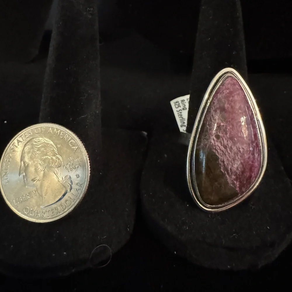 Sterling Silver and genuine stitchtite Teardrop Ring‎